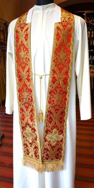 barocke festliche Rochettstola, Granatapfelbrokat